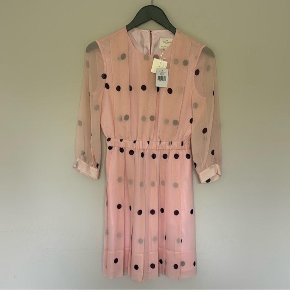 NWT Kate Spade "Tiny Spotlight" Pink Polka Dot Dress 0 zero - Picture 2 of 6